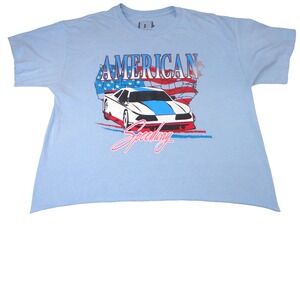 Isaac Morris American Speedway‎ Graphic Tee Mens Large Blue Cotton Car Race Tee